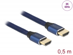 85445 Delock Ultra High Speed HDMI-kabel 48 Gbps 8K 60 Hz blå 0,5 m certifierad