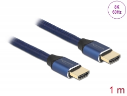 85446 Delock Ultra vysokorychlostní HDMI kabel, 48 Gbps, 8K 60 Hz, modrý 1 m certifikovaný