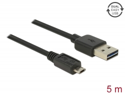 85560 Delock Kabel EASY-USB 2.0 Typ-A hane > EASY-USB 2.0 Typ Micro-B hane 5 m svart