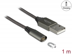 85725 Delock Cablu magnetic de încărcare USB antracit 1 m