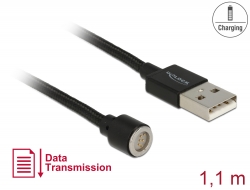 85724 Delock Mágneses USB adat- és töltőkábel fekete 1,1 m