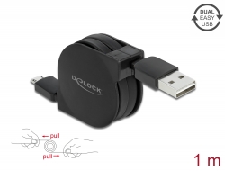 85761 Delock Retractable Cable EASY-USB 2.0 Type-A to EASY-USB 2.0 Type Micro-B black