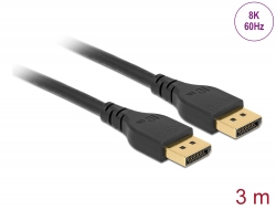 85911 Delock DisplayPort kabel 8K 60 Hz 3 m DP 8K-certifierad utan spärr
