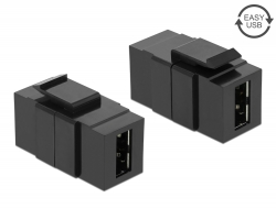 86368 Delock Keystone Modul EASY-USB 2.0 A Buchse > EASY-USB 2.0 A Buchse schwarz