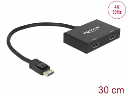 87665 Delock DisplayPort 1.2-es elosztó 1 x DisplayPort-bemenet > 2 x DisplayPort-kimenet 4K