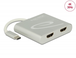87715 Delock Elosztó USB Type-C™ csatlakozóval (DP alternatív mód támogatás) > 2 db HDMI csatlakozó, 4K 30 Hz felbontású kimenet