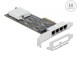 89192 Delock PCI Express x4 kártya - 4 x 2,5 Gigabit LAN
