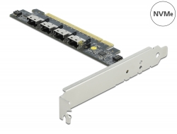 89030 Delock PCI Express x16-kort till 4 x intern SFF-8654 4i NVMe - Bifurkation