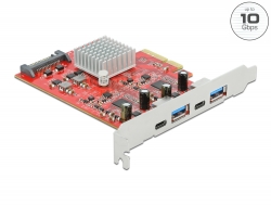 89041 Delock PCI Express x4 Card to SuperSpeed USB 10 Gbps with 2 x USB Type-A and 2 x USB Type-C™ - Dual Channel 