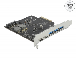 89064 Delock PCI Express x4 Card to 2 x USB Type-C™ + 3 x USB Type-A - SuperSpeed USB 10 Gbps