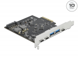 89074 Delock Carte PCI Express x4 vers 3 x USB Type-C™ + 2 x USB Type-A - SuperSpeed USB 10 Gbps