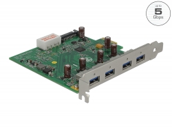 89323 Delock Placă PCI Express x1 USB 3.0 la 4 x anteți de pin externi de Tip-A