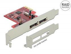 89432 Delock PCI Express-kártya > 2 x eSATA 6 Gb/s, RAID-dal - alacsony profilú formatényező
