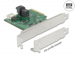 89923 Delock PCI Express x4 Karte U.2 NVMe zu 1 x intern SFF-8654 4i + 1 x intern SFF-8643 – Low Profile Formfaktor 