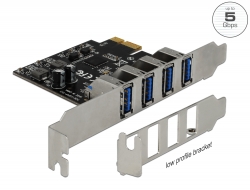 90304 Delock Placă PCI Express x1 USB 3.0 cu 4 x mamă externă Tip-A