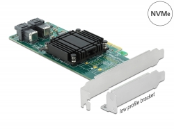 90438 Delock Placă PCI Express x8 la 2 x intern SFF-8643 NVMe - Factor de formă cu profil redus