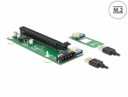 41428 Delock Placă detașabilă M.2 Key B+M > PCI Express x16 cu cablu USB de 30 cm