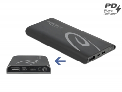 41505 Delock Külső akkumlátor 10000 mAh A-típusú USB, USB Type-C™, USB Micro-B csatlakozási felülettel