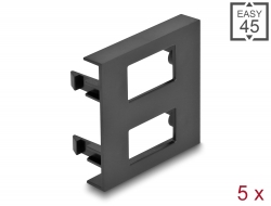 81400 Delock Easy 45 Module Plate 2 x Rectangular cut-out 12.5 x 21.5 mm, 45 x 45 mm 5 pieces black