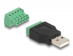 65971 Delock Adaptador de USB 2.0 Tipo-A macho a bloque de terminales 2 piezas