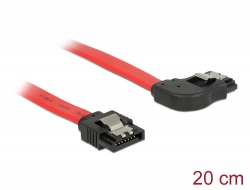 83967 Delock SATA 6 Gb/s kábel egyenes - jobbra 90 fok 20 cm vörös