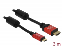 84337 Delock Kabel High Speed HDMI mit Ethernet - HDMI A Stecker > HDMI Mini-C Stecker 4K 3 m