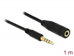 84666 Delock Stereo Jack Extension Cable 3.5 mm 4 pin male to female 1 m black