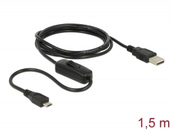 84803 Delock Ladekabel USB 2.0 Typ-A Stecker > USB 2.0 Micro-B Stecker mit Schalter für Raspberry Pi 1,5 m