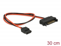 84875 Delock Cable de alimentación SATA macho de 15 contactos > Cable de alimentación fino SATA hembra de 6 contactos y 30 cm