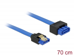 84974 Delock Cablu prelungitor SATA 6 Gb/s mamă, drept > SATA tată, drept, 70 cm, albastru, tip blocare
