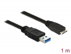 85072 Delock Cablu cu conector tată USB 3.0 Tip-A > conector tată USB 3.0 Tip Micro-B, de 1,0 m, negru