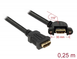 85101 Delock Kabel HDMI A Buchse > HDMI A Buchse zum Einbau 110° gewinkelt 25 cm 