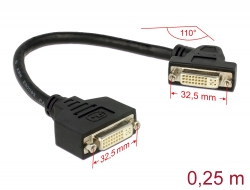 85104 Delock Cable DVI 24+5 female > DVI 24+5 female panel-mount 110° angled 25 cm