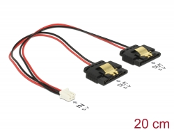 85249 Delock Cable de alimentación hembra de 2 contactos > 2 x Toma SATA de 15 contactos (5 V) de metal y 20 cm
