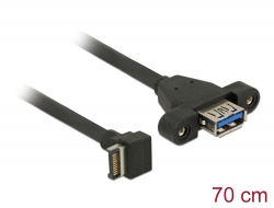 85325 Delock Cable USB 3.1 Gen 2 key A 20 pin male > USB 3.1 Gen 2 Type-A female panel-mount 70 cm