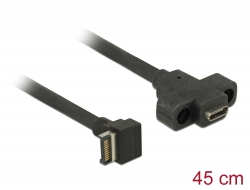 85326 Delock Kábel USB 3.1 Gen 2 kulcs A 20 tűs apa csatlakozó > USB 3.1 Gen 2 USB Type-C™ anya rögzíthető csatlakozó, kábelhossz 45 cm