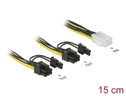 85452 Delock PCI Express napájecí kabel 6 pin samice > 2 x 8 pin samec 15 cm