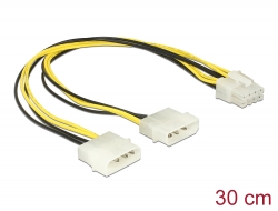 85453 Delock Cablu de alimentare 2 x 4-pin Molex tată > EPS, 8 pini, tată 30 cm