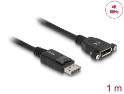 85114 Delock Cable DisplayPort 1.2 male > DisplayPort female panel-mount 4K 60 Hz 1 m