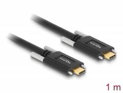 83720 Delock Cablu SuperSpeed USB 10 Gbps (USB 3.1 Gen 2) USB Type-C™ tată > USB Type-C™ tată cu șuruburi pe părțile laterale, 1 m, negru