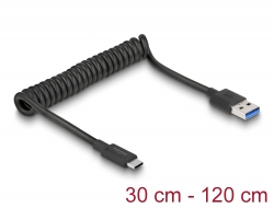 85349 Delock Spiralny kabel USB 3.1 Gen 2 męski Typ-A do męskiego Typ-C