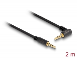 84740 Delock Cable Stereo Jack 3.5 mm 4 pin male > male angled 2 m black