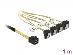 85685 Delock Kabel Mini SAS HD SFF-8643 > 4 x SATA 7 pin samice 90° pravoúhlý 1 m