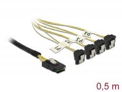 85686 Delock Kabel Mini SAS SFF-8087 > 4 x SATA 7 Pin gewinkelt 0,5 m