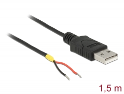 85664 Delock Kábel USB 2.0 A-típusú csatlakozódugóval > 2 db nyitott vezetékkel, 1,5 m Raspberry Pi