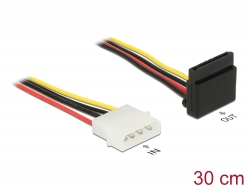 85513 Delock Napájecí kabel SATA 15 pin samice > 4 pin Molex samec kovový 30 cm