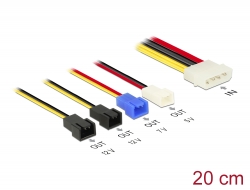 85516 Delock Cable Power supply Molex 4 pin male > 4 x 2 pin fan (12 V / 7 V / 5 V) 20 cm