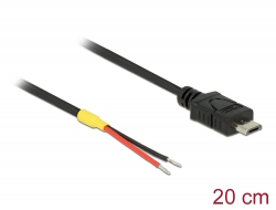 85541 Delock USB 2.0-s kábel Micro-B-csatlakozódugóval > 2 db nyitott vezetékkel, 20 cm Raspberry Pi