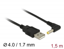 85544 Delock Napájecí kabel USB > DC 4,0 x 1,7 mm male 90° 1,5 m
