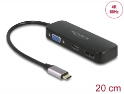 64156 Delock Adapter USB Type-C™ do VGA / HDMI / DisplayPort 4K 60 Hz 